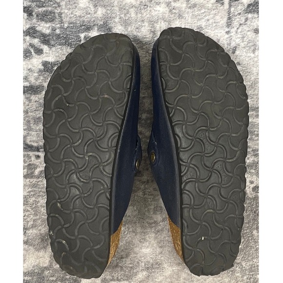Birkenstock Womens 38 Boston Oiled Leather Clogs Solid Elemental Blue Comfort - Picture 7 of 13
